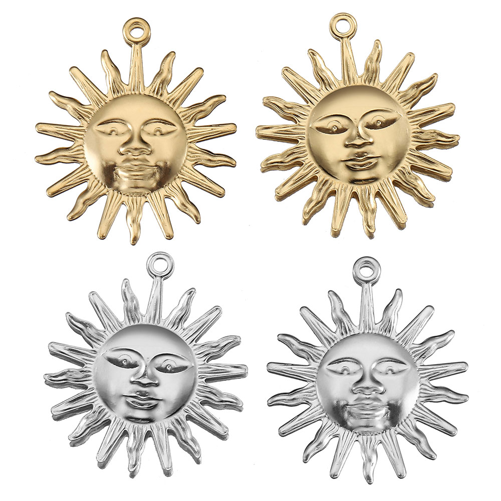 Moon Star Earrings - 5pcs Stainless Steel Sun Pendant for