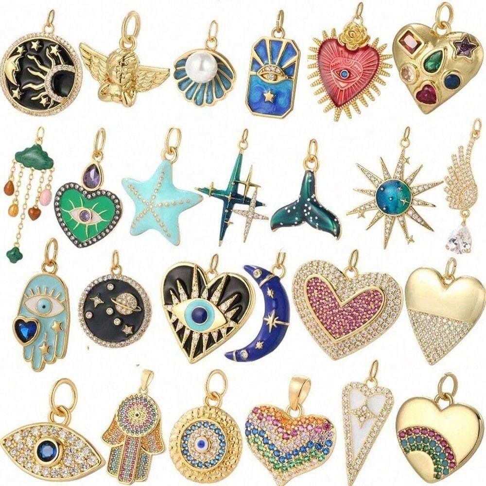 1PC Copper Zircon Plated heart - Moon Star Earrings ulasan dan harga