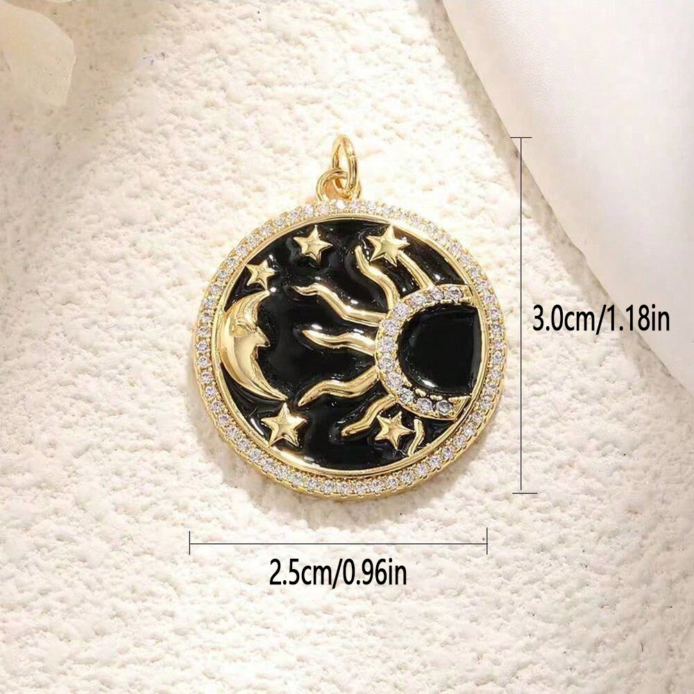 1PC Copper Zircon Plated heart - Moon Star Earrings ulasan dan harga