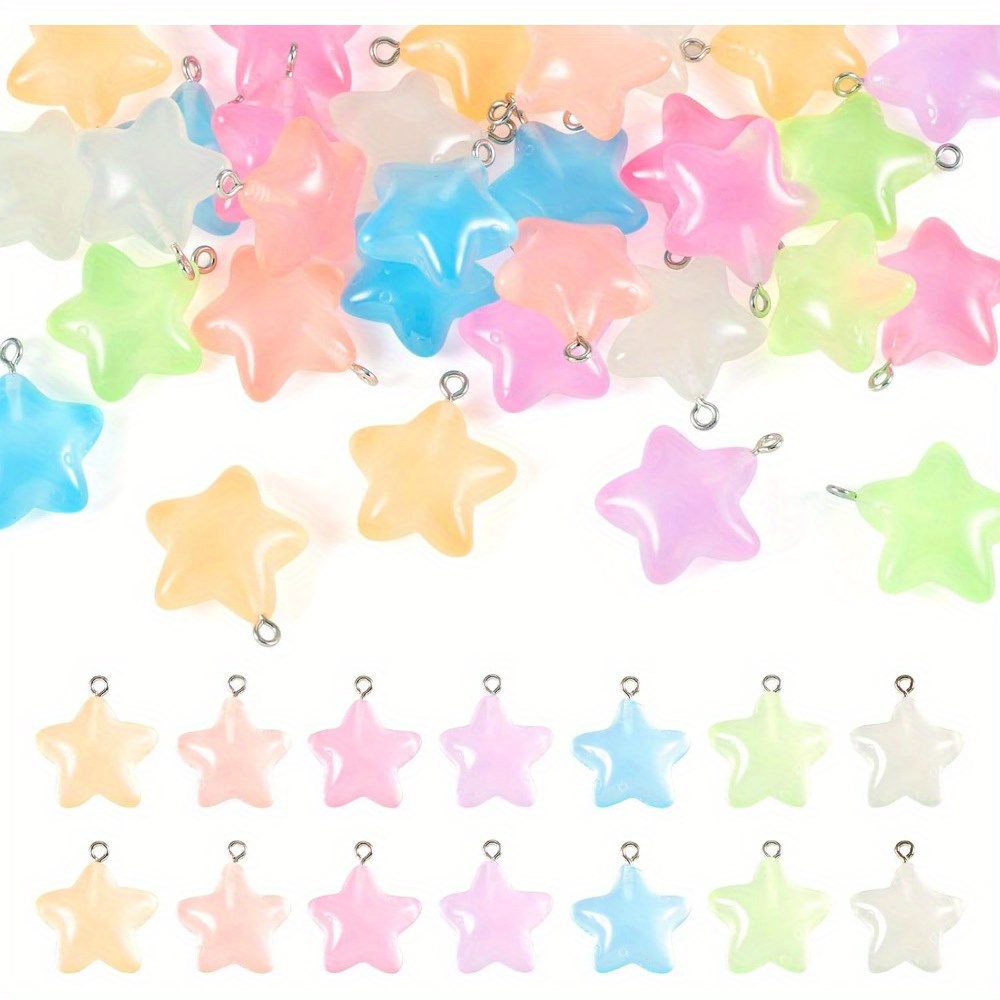 6/24/40pcs Mixed Color Luminou - Moon Star Earrings ulasan dan harga