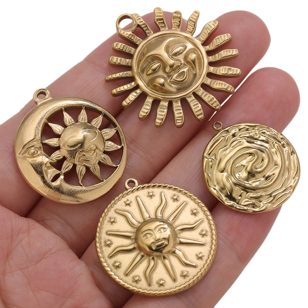5pcs PVD Gold Charms Stainless - Moon Star Earrings ulasan dan harga