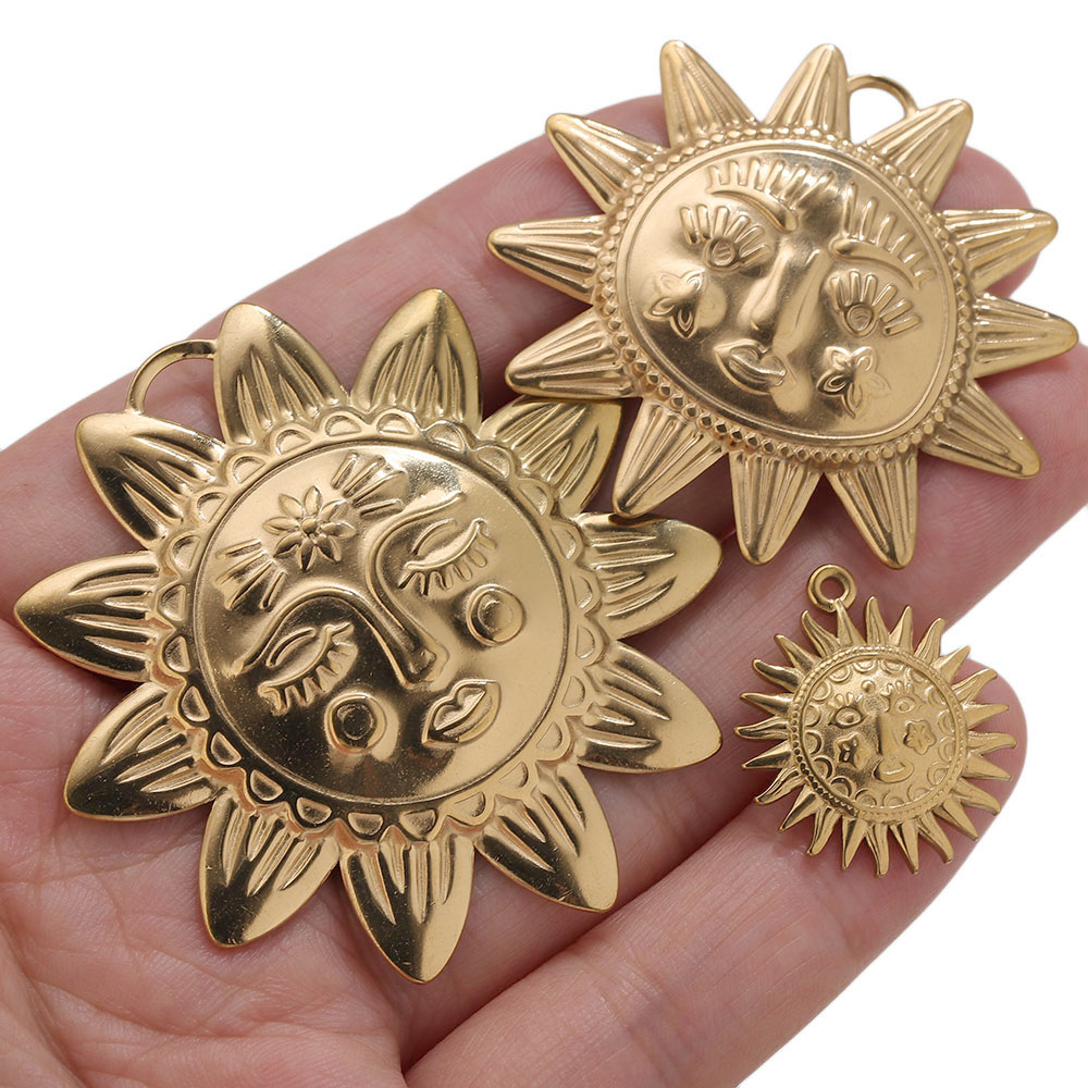 5pcs PVD Gold Charms Stainless - Moon Star Earrings ulasan dan harga