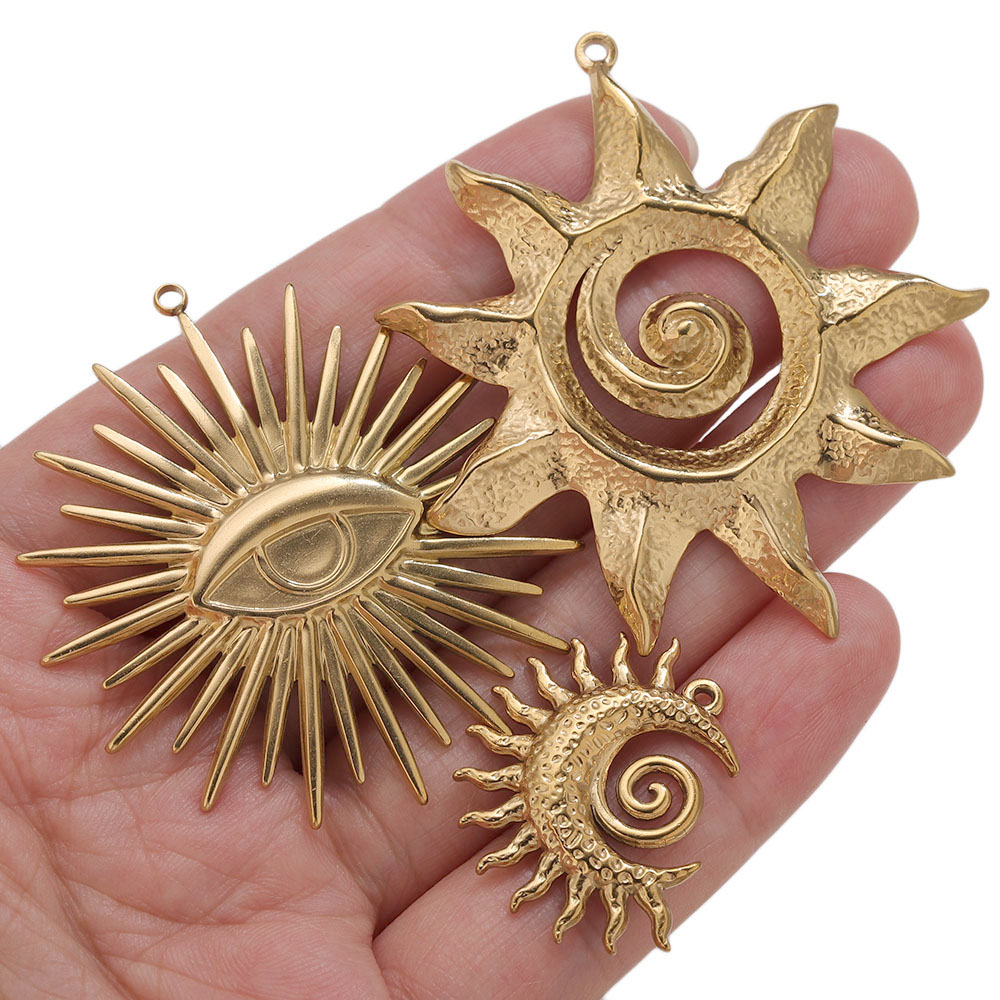 5pcs PVD Gold Charms Stainless - Moon Star Earrings ulasan dan harga