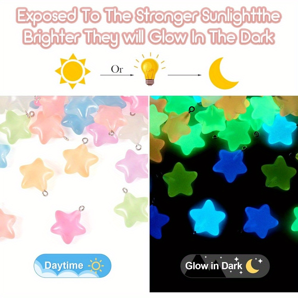 6/24/40pcs Mixed Color Luminou - Moon Star Earrings ulasan dan harga