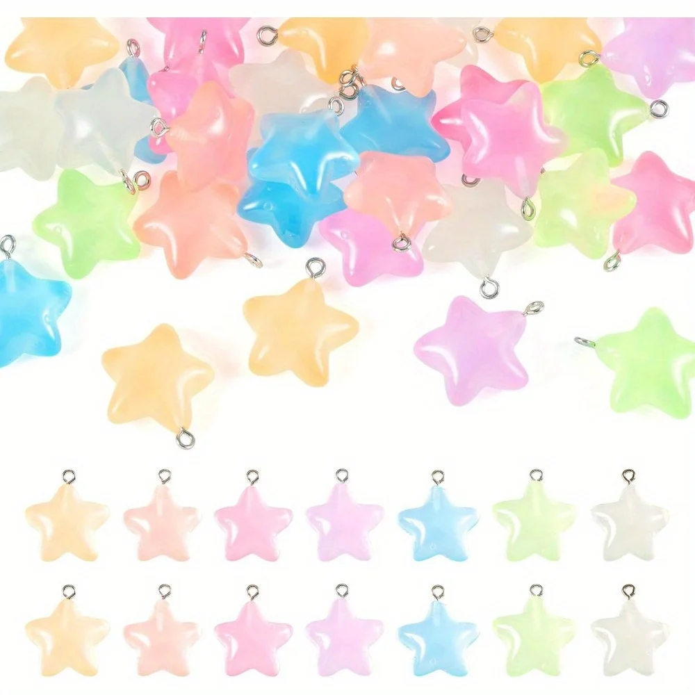 6/24/40pcs Mixed Color Luminou - Moon Star Earrings ulasan dan harga