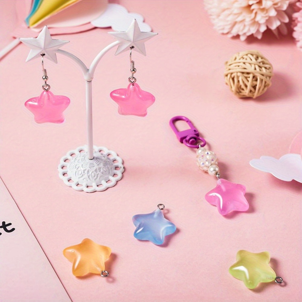 6/24/40pcs Mixed Color Luminou - Moon Star Earrings ulasan dan harga
