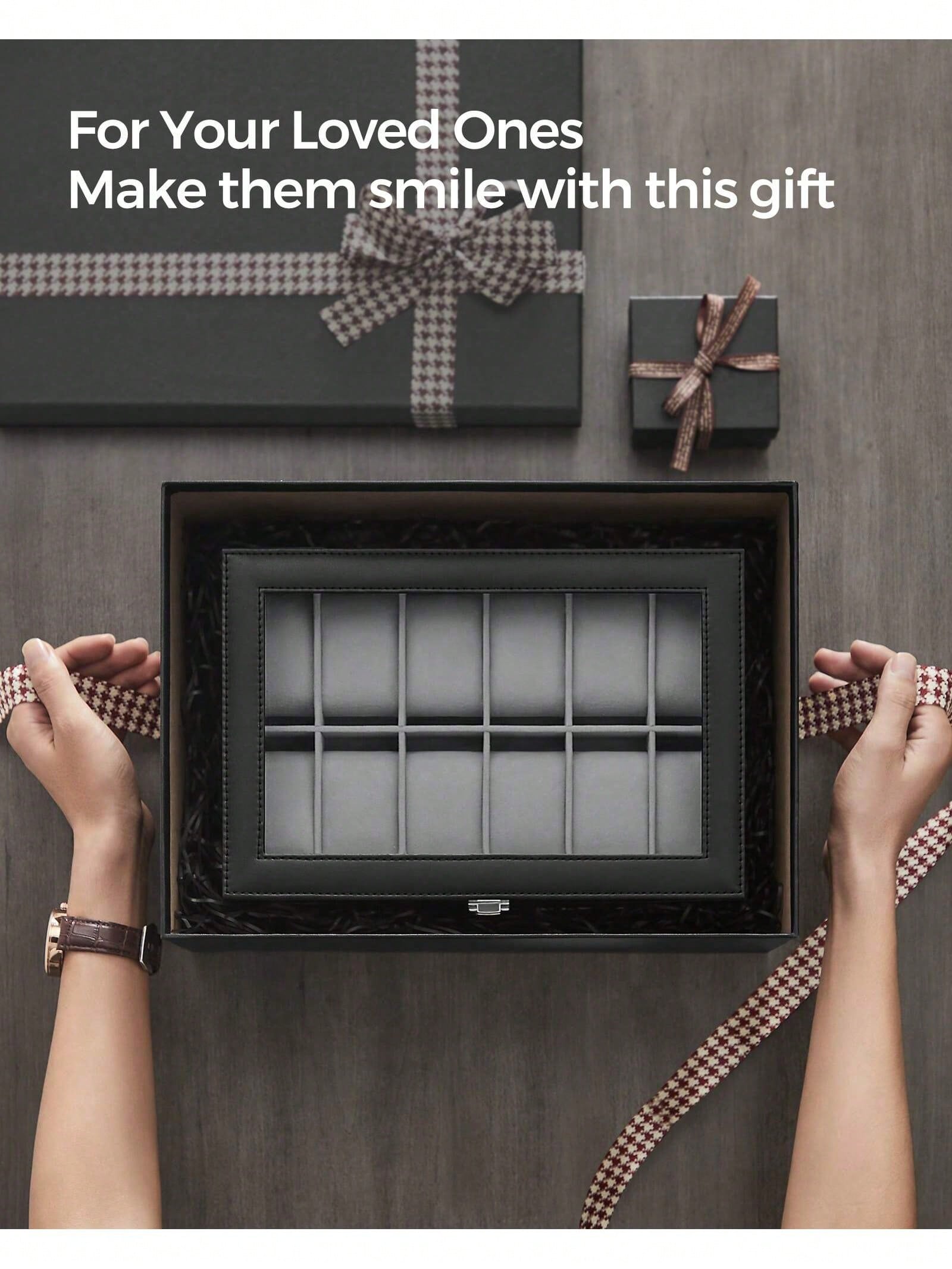 12-Slot Lockable Watch Box wit - Jewelry Box With Watches ulasan dan harga
