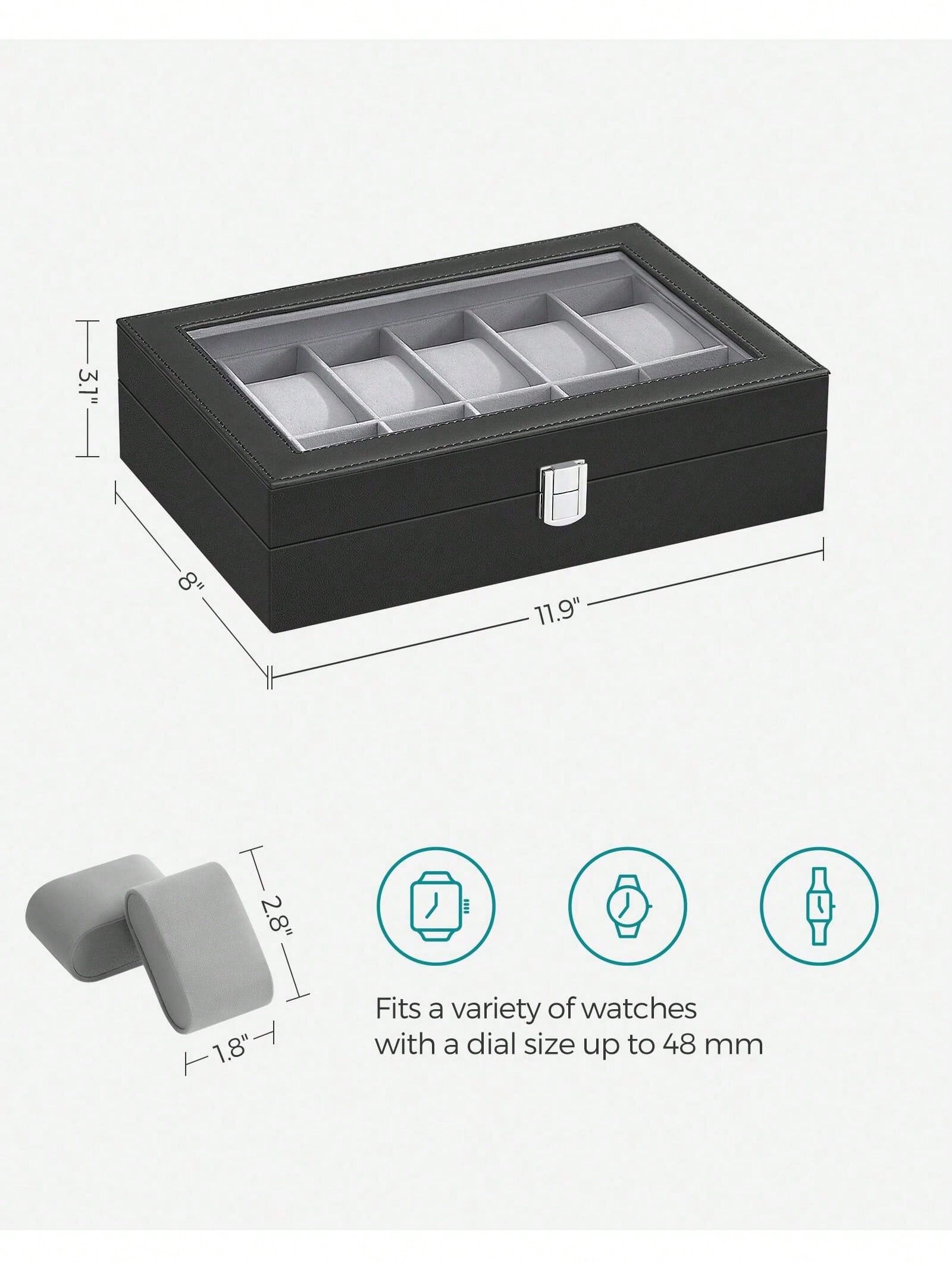 12-Slot Lockable Watch Box wit - Jewelry Box With Watches ulasan dan harga