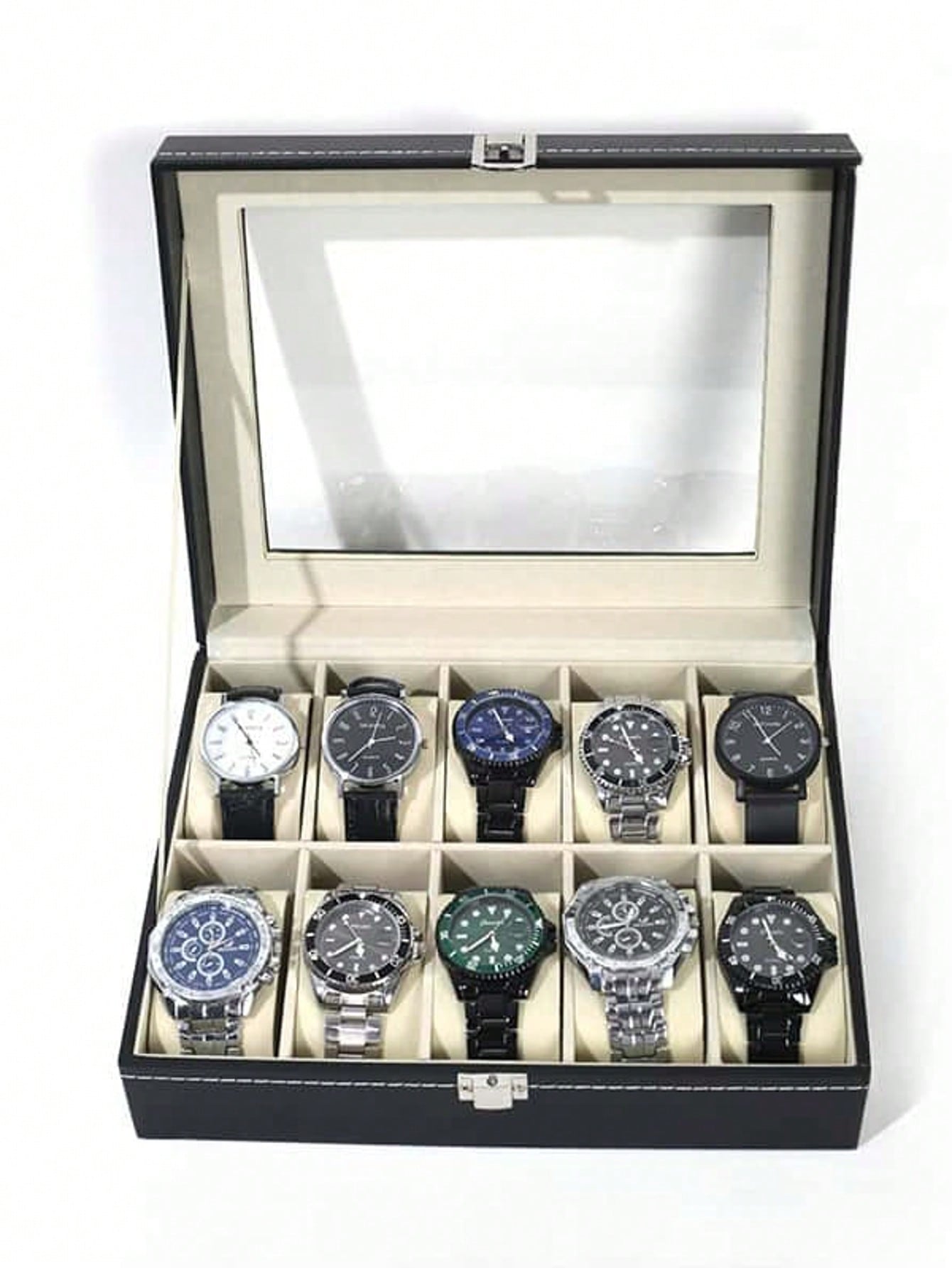 Leather Watch Box with Lock, L - Jewelry Box With Watches ulasan dan harga