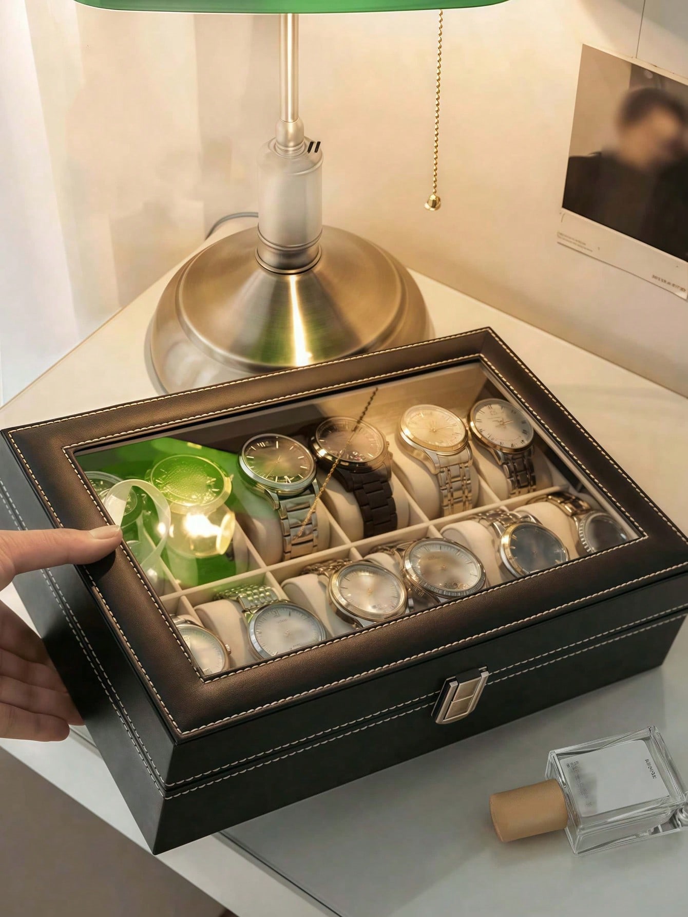 Leather Watch Box with Lock, L - Jewelry Box With Watches ulasan dan harga