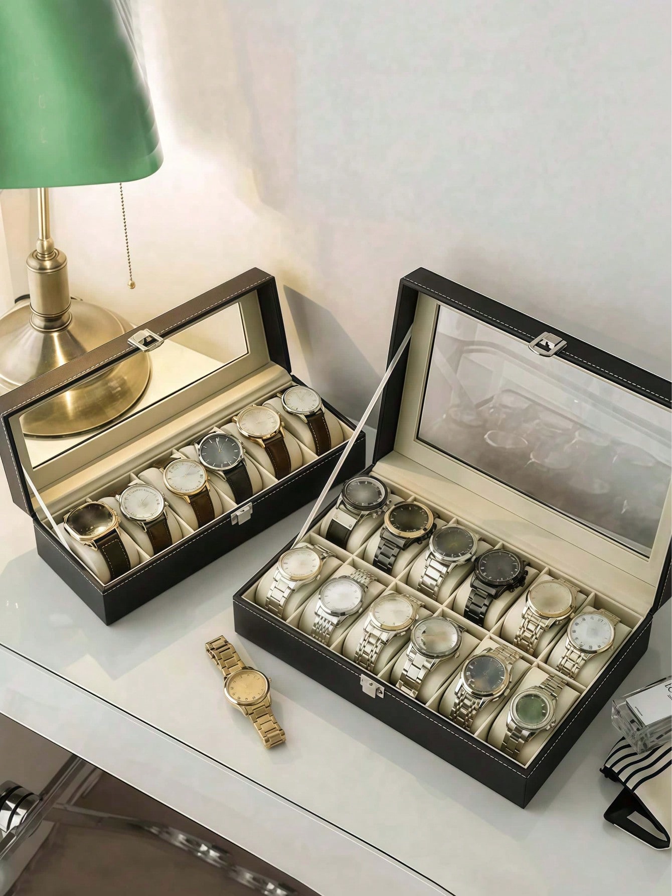 Leather Watch Box with Lock, L - Jewelry Box With Watches ulasan dan harga
