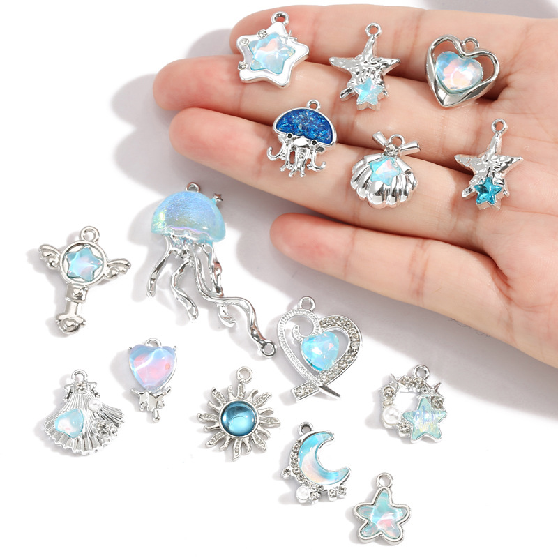 10Pcs Silver-plated Alloy Crys - Moon Star Earrings ulasan dan harga