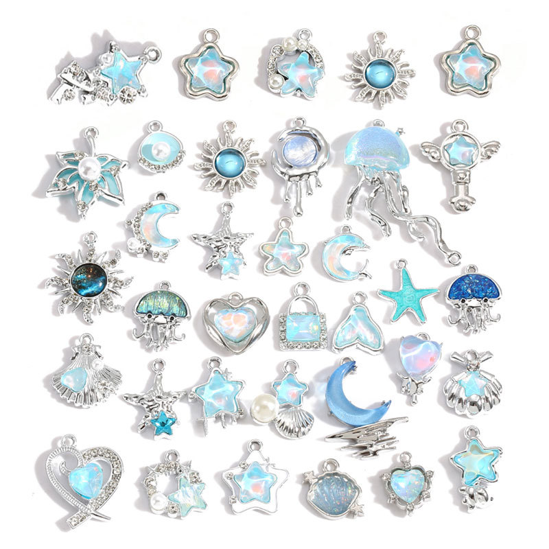10Pcs Silver-plated Alloy Crys - Moon Star Earrings ulasan dan harga