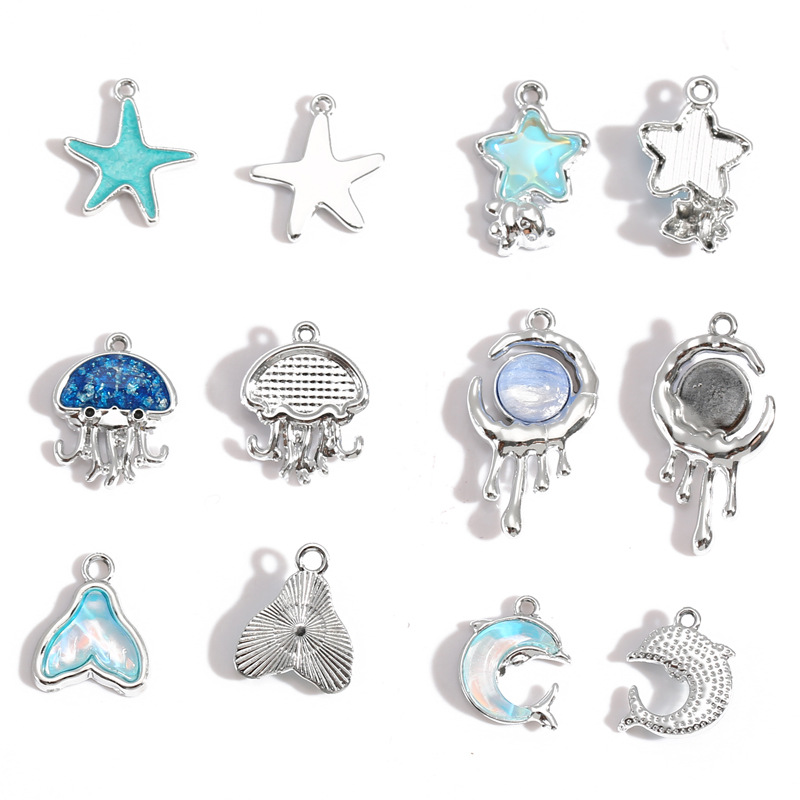 10Pcs Silver-plated Alloy Crys - Moon Star Earrings ulasan dan harga