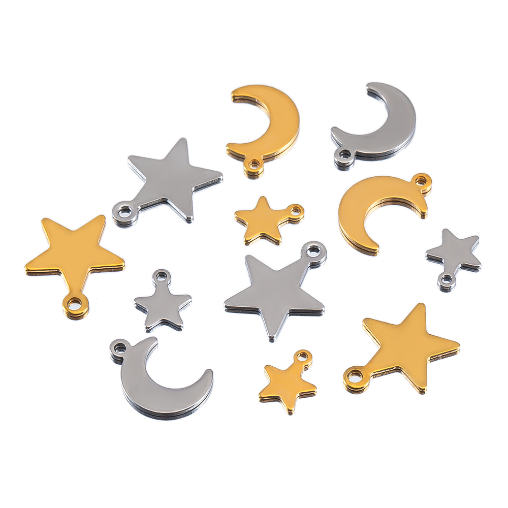 20pcs Stainless Steel Flat Sta - Moon Star Earrings ulasan dan harga