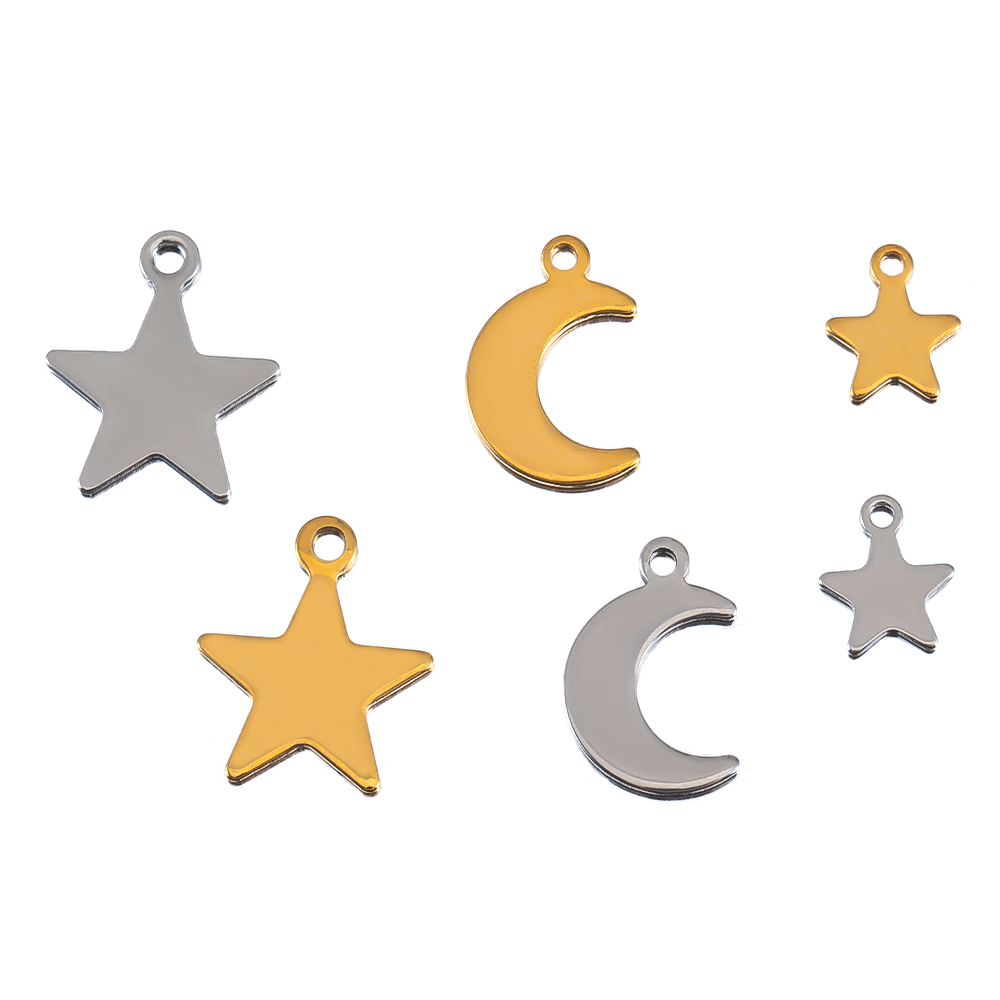 20pcs Stainless Steel Flat Sta - Moon Star Earrings ulasan dan harga
