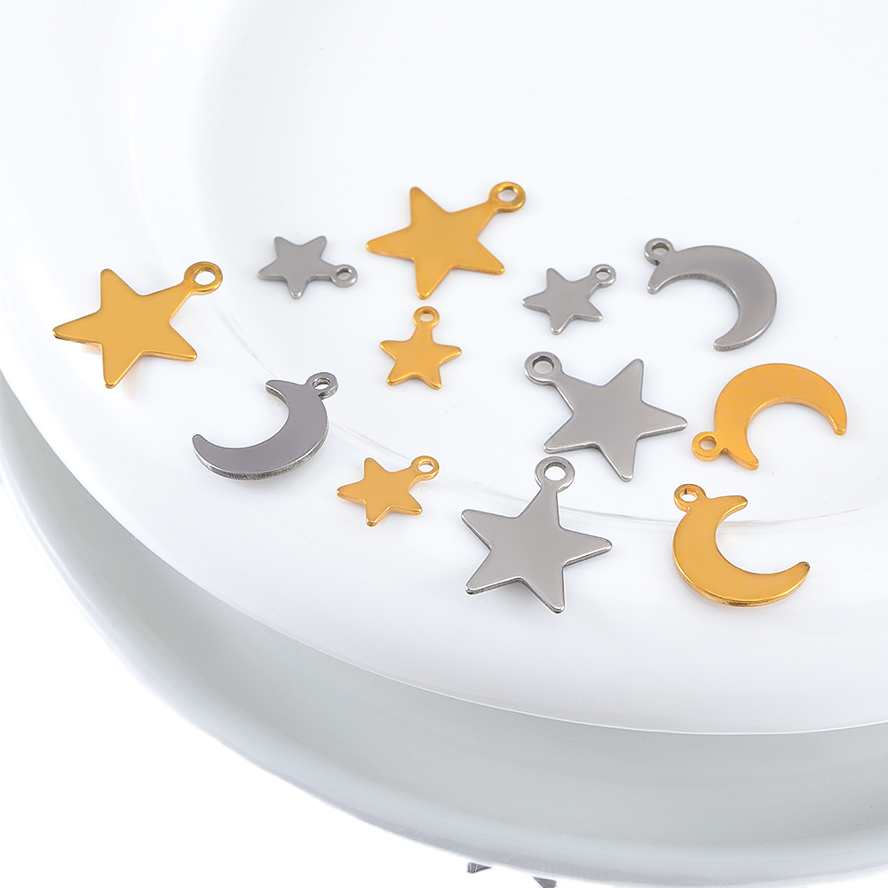 20pcs Stainless Steel Flat Sta - Moon Star Earrings ulasan dan harga