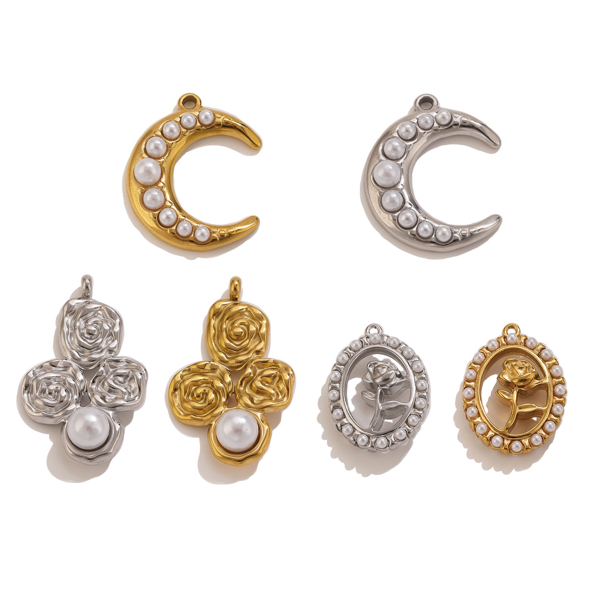 5Pcs Stainless Steel 18K Gold  - Moon Star Earrings ulasan dan harga