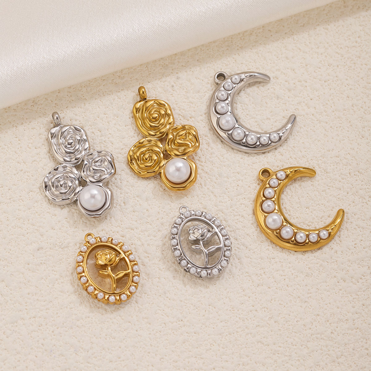 5Pcs Stainless Steel 18K Gold  - Moon Star Earrings ulasan dan harga
