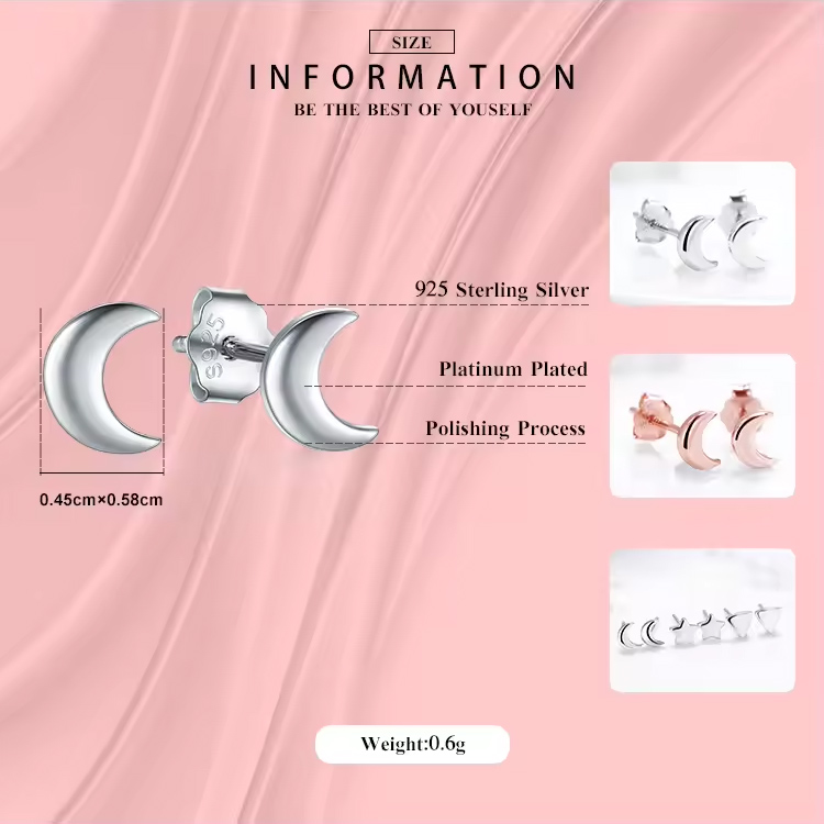 Modian New 2026 Solid 925 Ster - Moon Star Earrings ulasan dan harga