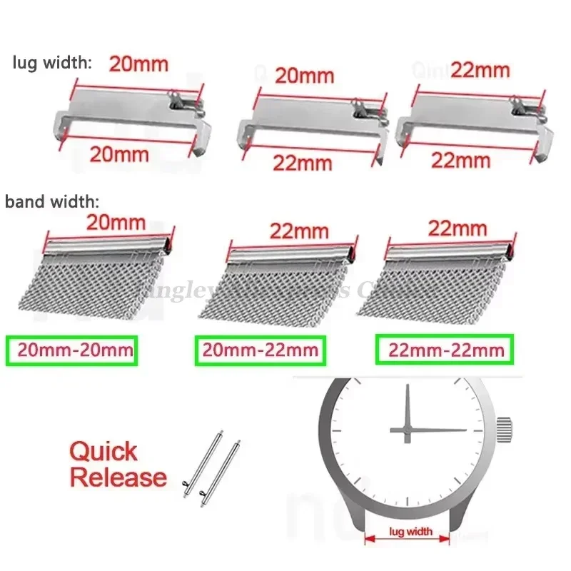 2pcs Watch Band Adapters 20mm  - Jewelry Stores Watches ulasan dan harga
